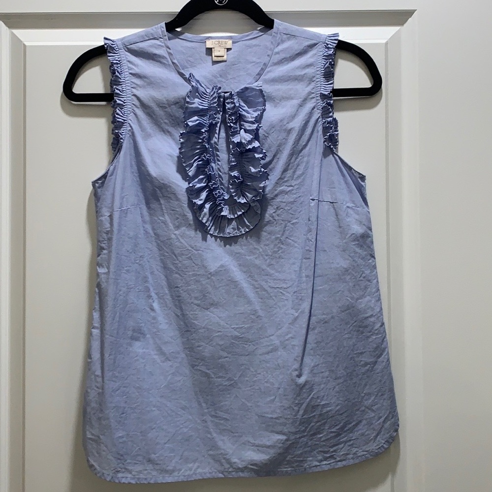 J Crew Ruffle Front Sleeveless Blouse Tunic